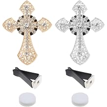 2PCS Cross Car Air Vent Clip Shiny Rhinestone Car Essential Oil Diffuser Car Interior Charm Decoration Accessories for Women Men Auto Interior Decor