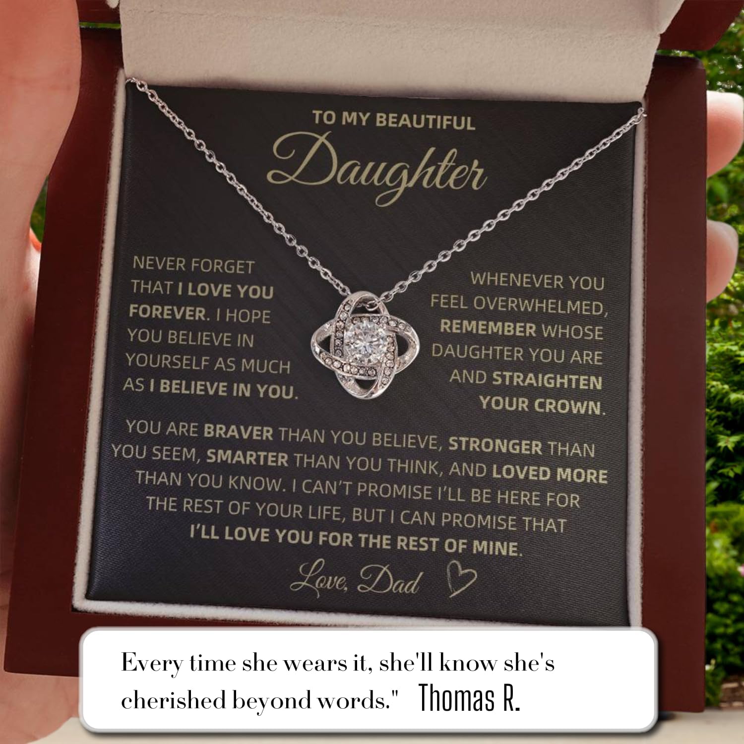 To My Daughter Necklace From Dad With Heartfelt Message, Daughter Birthday Present From Dad, Jewelry Gifts For Graduation for Her From Mom or Daddy, 14K Pendant - Image 4
