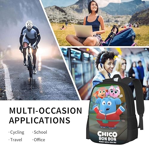 Miniatura 7 de Mochilas Chico Anime Bon Bon Ajustable Portátil Mochila Doble Hombro Bolsa para Mujeres Hombres Escalada Compras Trabajo, Negro -, Mochilas Daypack