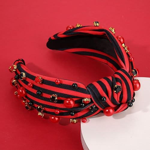 Miniatura 4 de mokkia Diademas anudadas de perlas de cristal para mujer, diadema con diamantes de imitación, diademas adornadas con cuentas de cristal brillante,