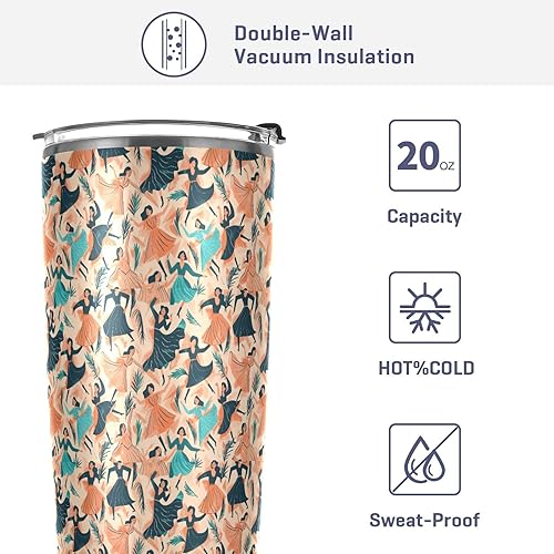 Miniatura 4 de Color Oil Painting Sense Dancer Stainless Steel travel coffee cup with Straw Lid 20oz coffee mug for coffee portable insulated tumbler with lid