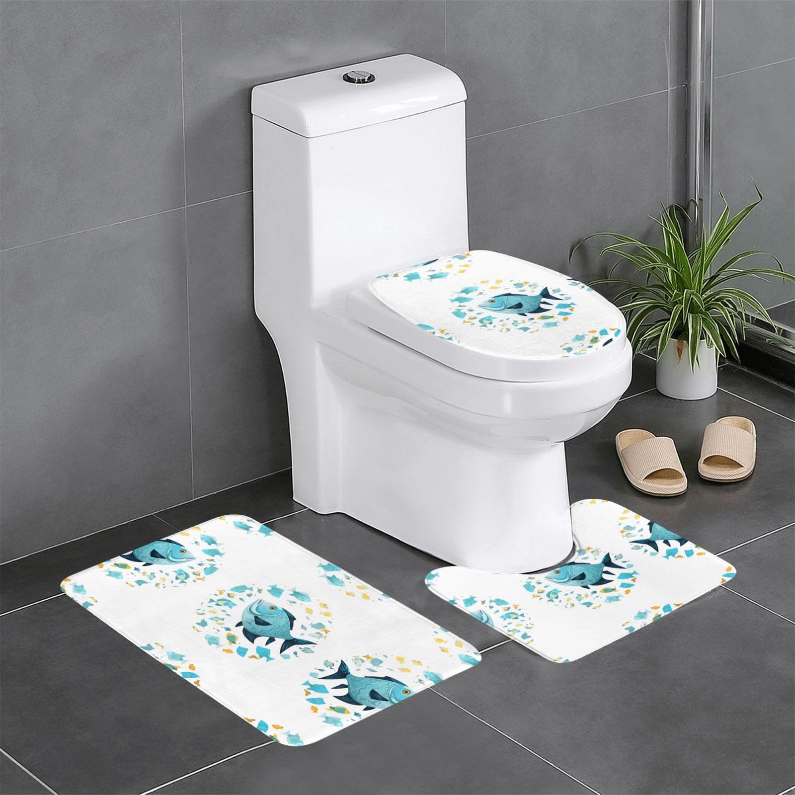 Tapis de salle de bain rectangulaire U O WHJDPP ensemble complet 3 pièces