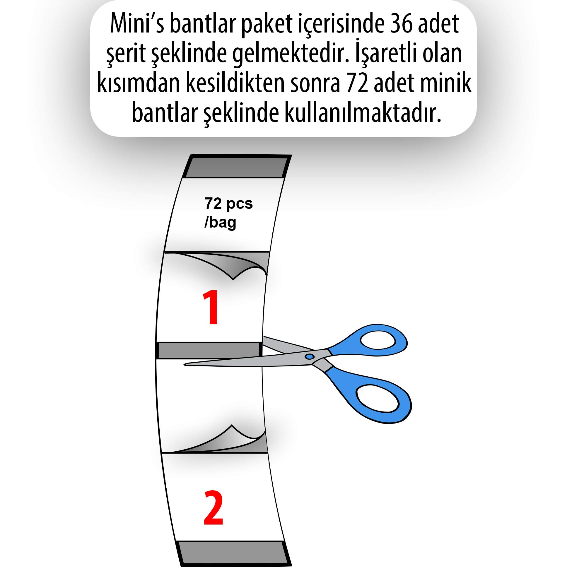 Walker Tape No-Shine Mini's Protez Saç Bandı Oval 3/4'' x 3'' (2,0cm x 7.5cm) 72 Adet