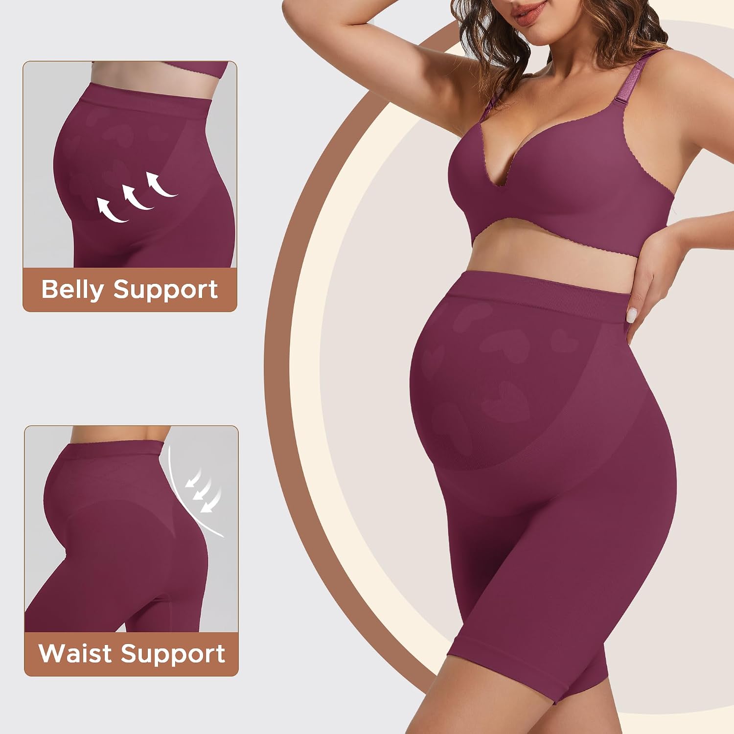 INNERSY Women's Maternity Shapewear Shorts High Waist Underwear Pregnancy Seamless Belly Support Panties