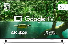 Smart TV Philips 55' 4K 55PUG7408/78, Google TV, Comando de Voz, Dolby Vision/Atmos, VRR/ALLM, Bluetooth