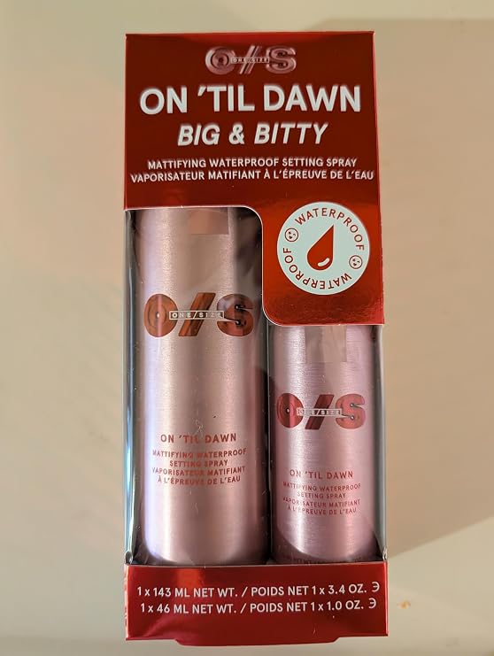 On Til Dawn Big & Bitty Mattifying Waterproof Setting Spray Duo Includes Full Size (3.4 fl. oz / 146 mL) and Travel Size (1.0 fl. oz / 46 mL)