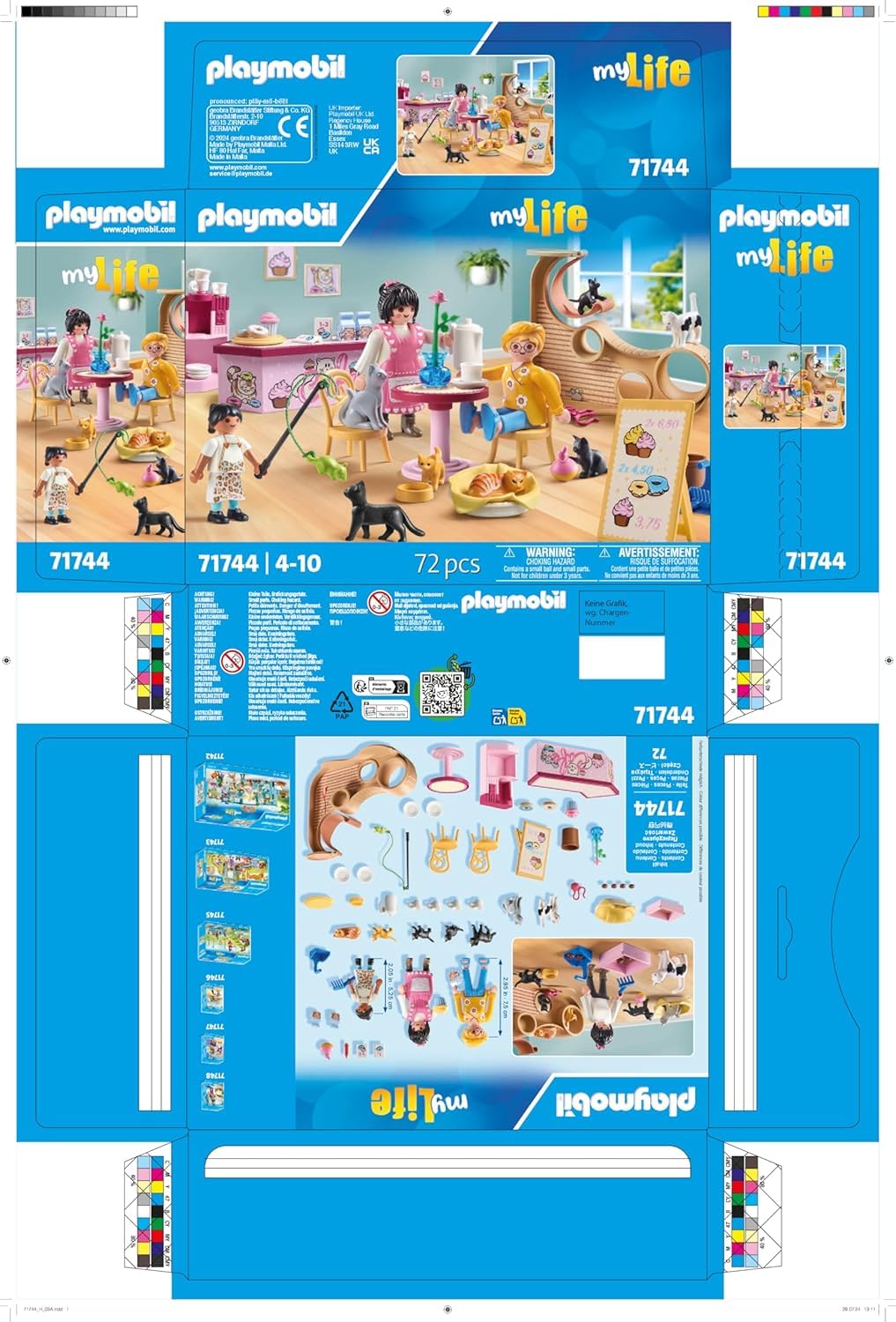 PLAYMOBIL | My Life | Kawiarnia dla kotów | Zabawka dla dzieci | Zestaw z figurkami zwierząt | Zabawka dla dzieci powyżej 4 roku życia | 71744