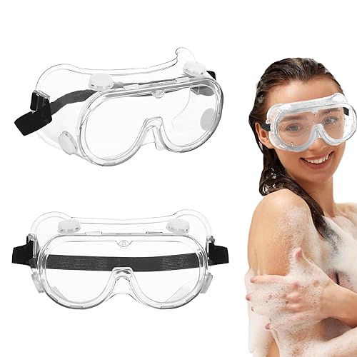 2 gafas de seguridad, protector facial transparente para ducha, gafas de cebolla, gafas protectoras, extensión de pestañas ajustable, protector de