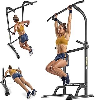 TREX SPORT Power Tower TX-060PR | Dip Station & Klimmzugstange freistehend | multifunktionaler Kraftturm bis 150 kg
