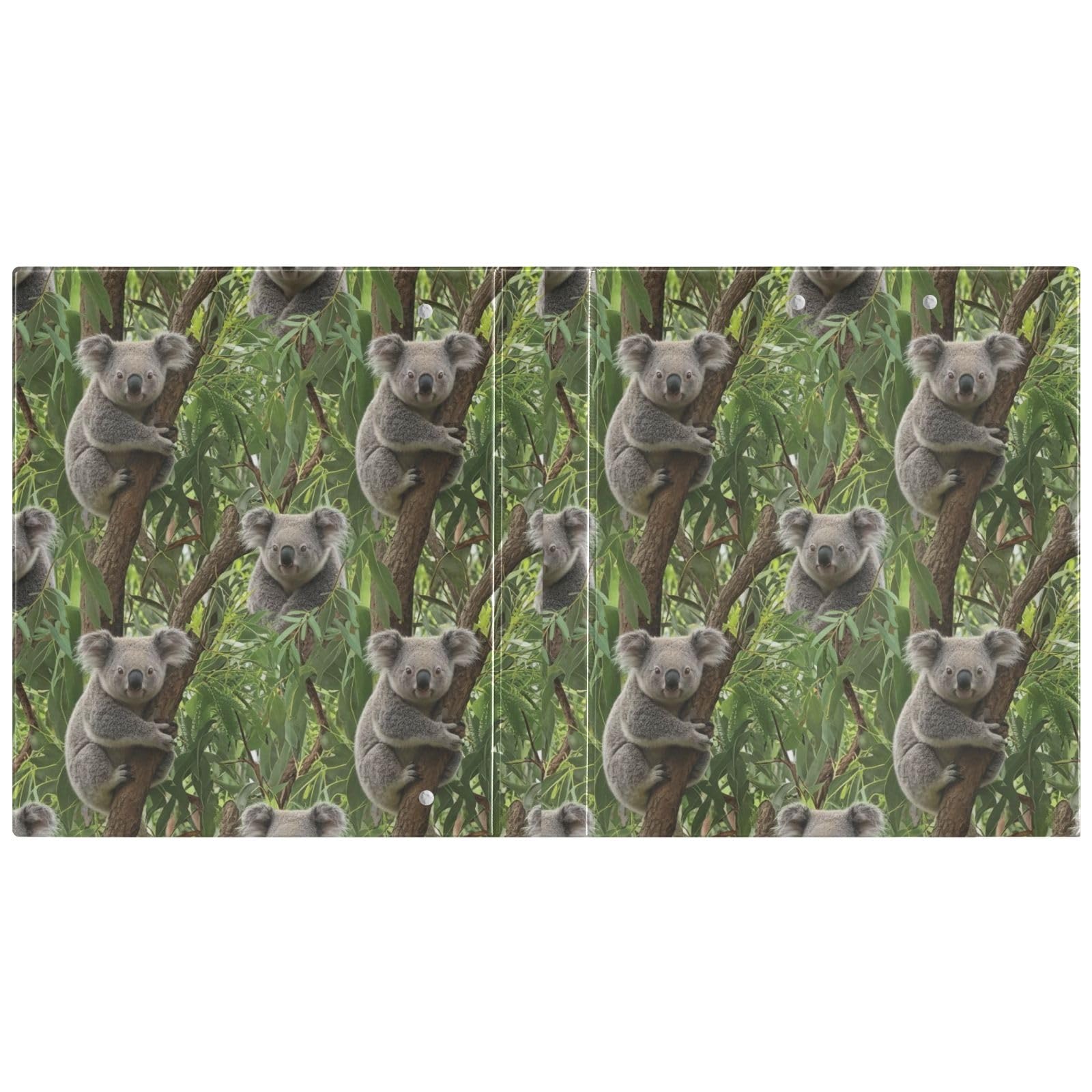 Koalas Trees Ringordner mit 3 Ringen, 3,8 cm, mit rutschfestem Clip, dekorativer niedlicher Ordner, Organizer für Schulbedarf, Grün, 2 Stück