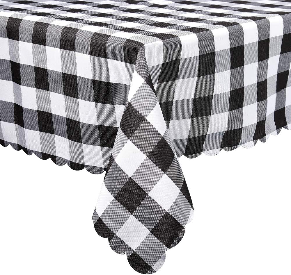 Black and White Plaid Rectangle Tablecloth, Checkered Gingham Buffalo Washable Polyester Tablecloth, 47 x 60 Inch, Home, Kitchen, Dinner, Parties, Indoor, Outdoor, Buffet Tablecloth, Table Cover