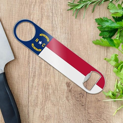 Miniatura 2 de Abridor de botellas de barra de velocidad de barman plano cubierto de vinilo de acero inoxidable con bandera del estado de Carolina del Nor