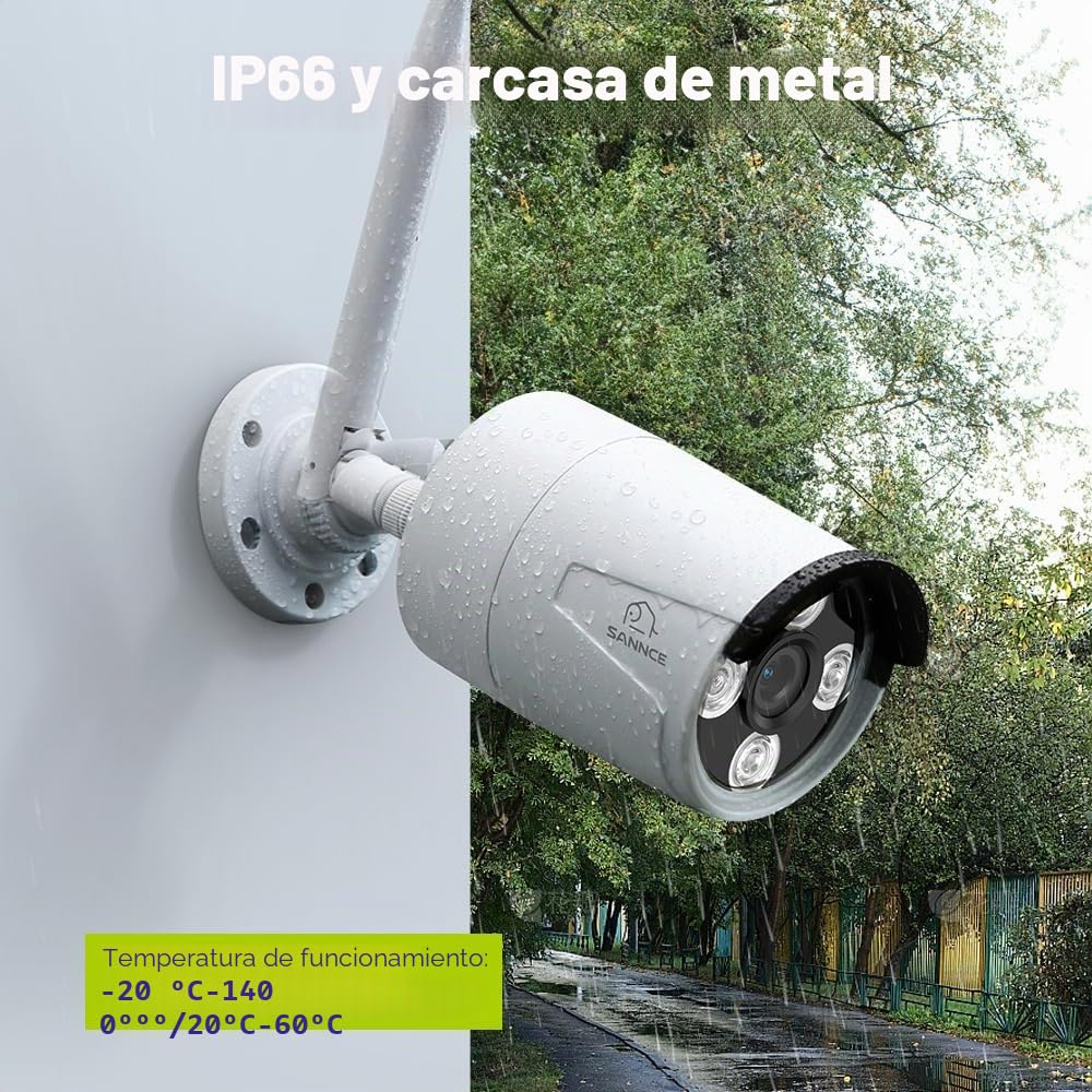 SANNCE Cámara de vigilancia HD 16 CH 4K con Sistema CCTV con WiFi NVR/WLAN IP cámara de vigilancia, Set de 4 cámaras de vigilancia 3MP, visión Nocturna de 30 m, Alarma de detección de Movimiento