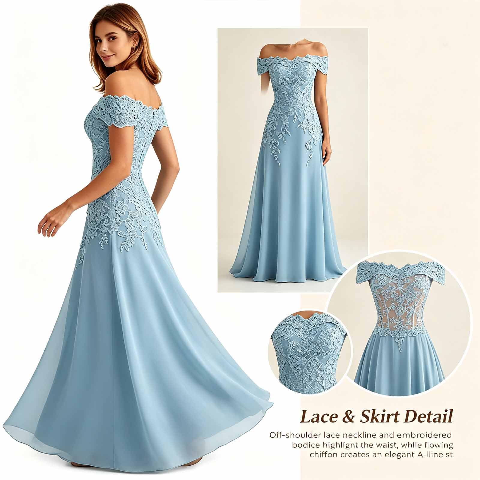 Abito Matrimonio Donna Chiffon Pizzo Spalla Nuda Taglie 32-56