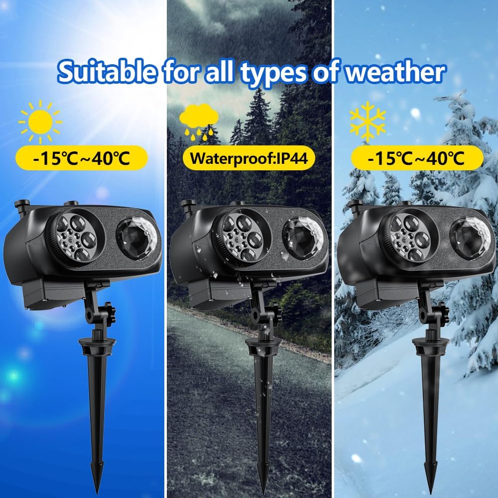 LED Projector Lights Outdoor, Double Head Christmas Projector Lights with Remote Control, Waterproof Holiday Projection Lights for Halloween Garden Yard Party Decor