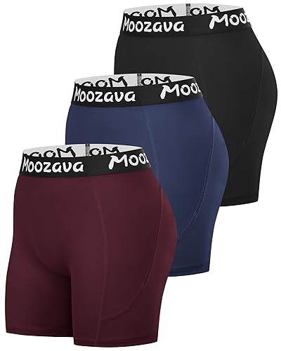 Moozava 5" Womens Spandex Volleyball Shorts 3 Pack Athletic Compression