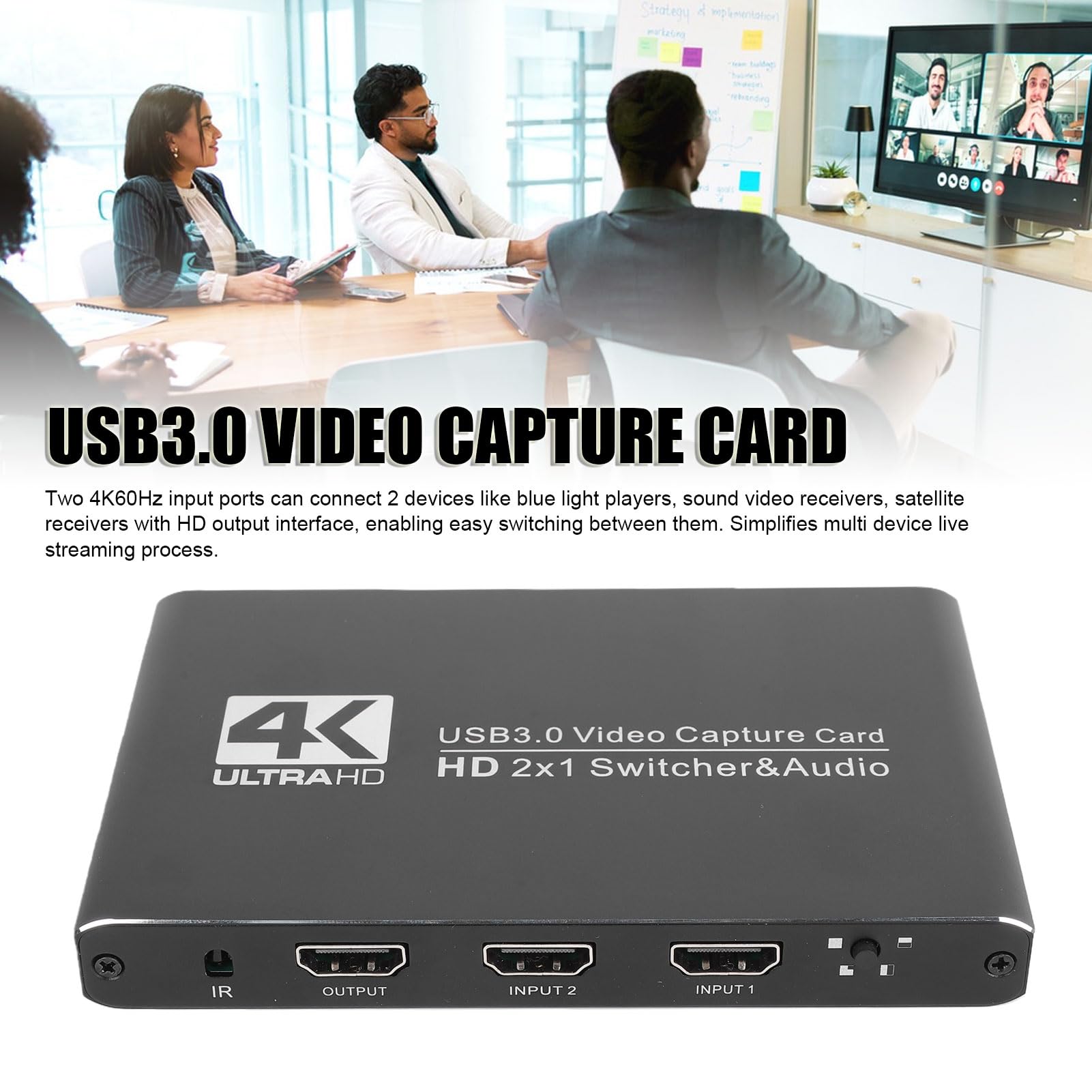 Gugxiom Karta Przechwytująca Wideo 4K 60 Hz z USB 3.0, Karta Przechwytująca Gry HDMI 1080P 240FPS, Strumieniowanie z Wejściem Liniowym Mikrofonu 3,5 Mm do Gier