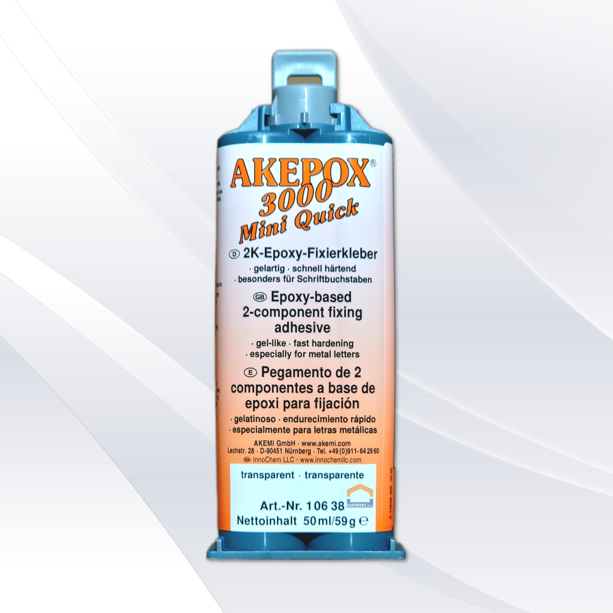 Kartuschenpistole + Akemi Akepox 3000 Mini Quick schwarz 50 ml