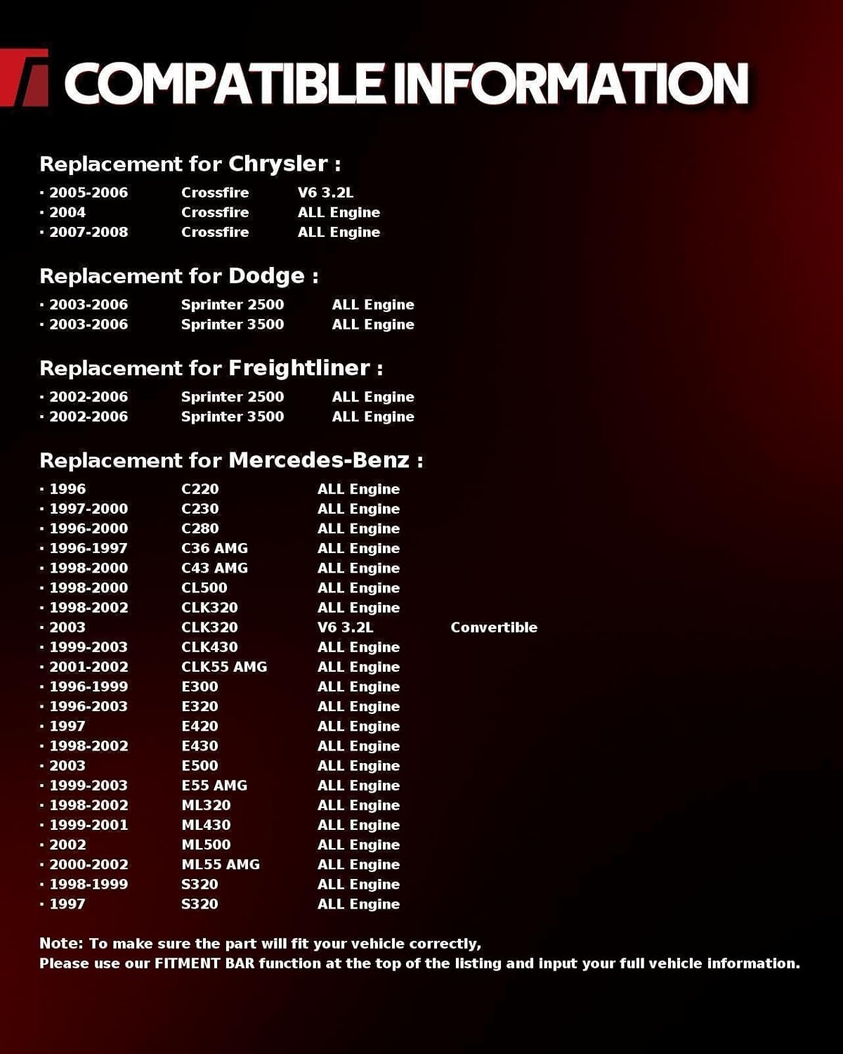 Torchbeam AC Compressor with Clutch Fit for Dodge Sprinter 2500 2003-2006, for Chrysler Crossfire 2005-2006 3.2L, for Mercedes-Benz ML320 1998-2002, SLK230 1998-2001, OE: 77356, 0002302011