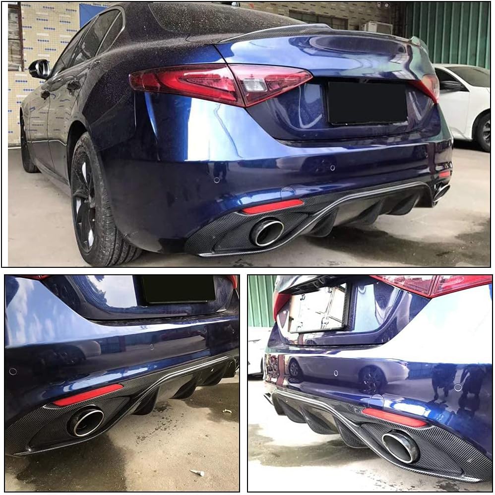 Carbon Fiber Rear Diffuser for Alfa Romeo Giulia 2017-2023 Fits Base TI Sprint Models Lower Bumper Lip Spoiler Body Kit Factory Outlet