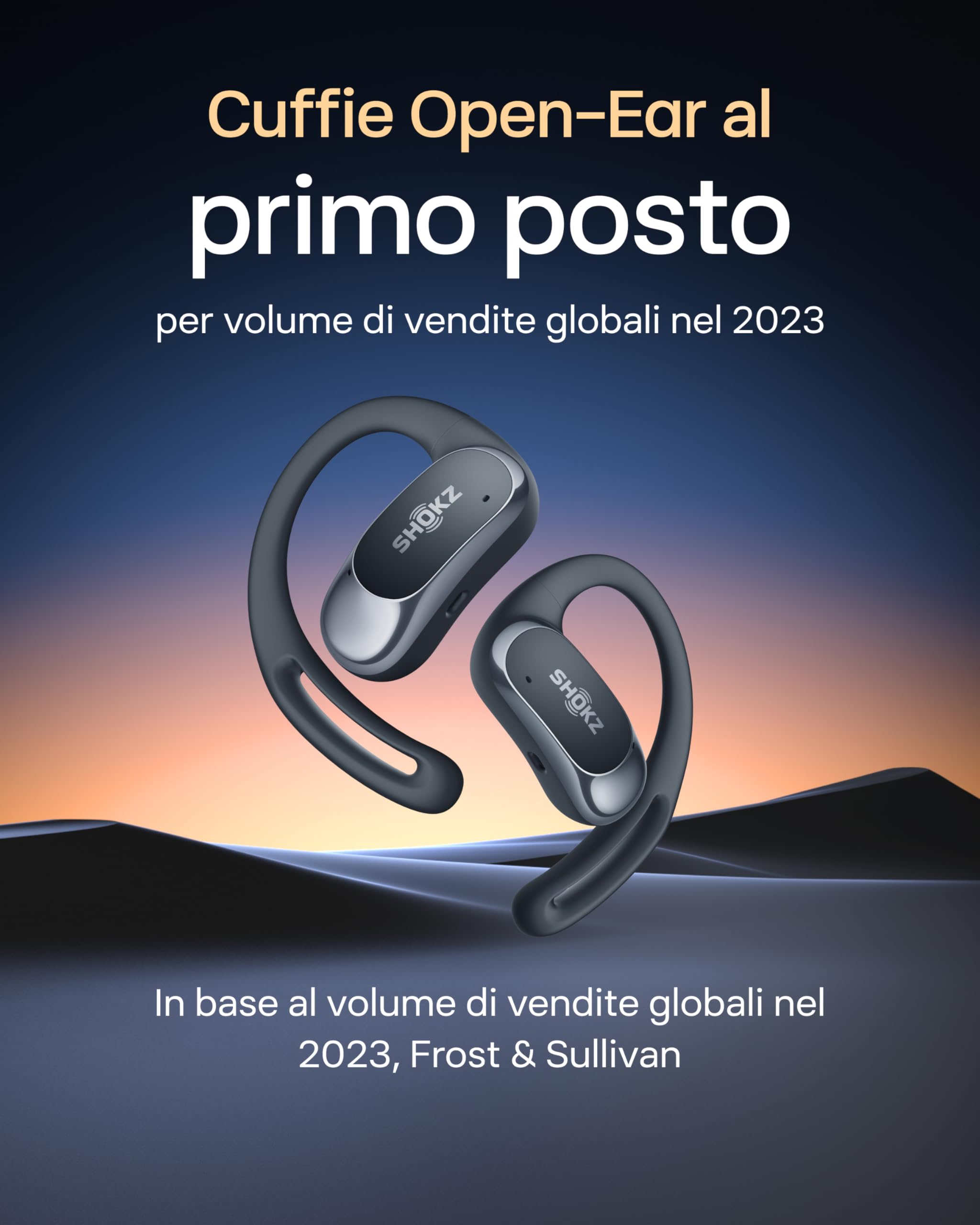 SHOKZ Cuffie Open-Ear OpenFit Air, auricolari Bluetooth wireless con microfono, con gancio auricolare Air, ricarica rapida, 28 ore di riproduzione, resistenza all'acqua IP54 per l'allenamento, Nero