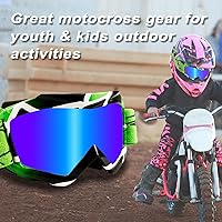 Vista 7 de Gafas de Motocross para Niños y Jóvenes - Gafas Off Road para Bicicleta de Cross y Motocicleta MX con Lentes de Protección UV Antiempañamiento