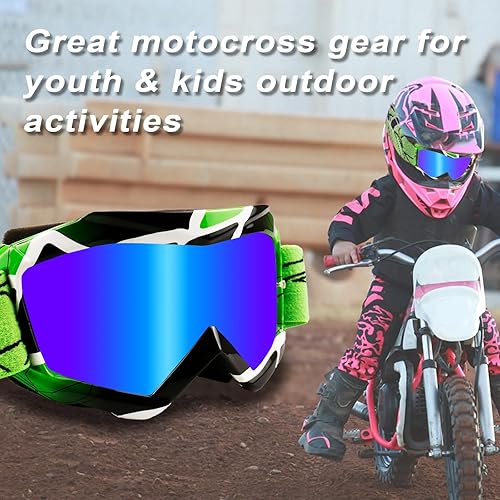 Miniatura 7 de Gafas de Motocross para Niños y Jóvenes - Gafas Off Road para Bicicleta de Cross y Motocicleta MX con Lentes de Protección UV Antiempañamiento