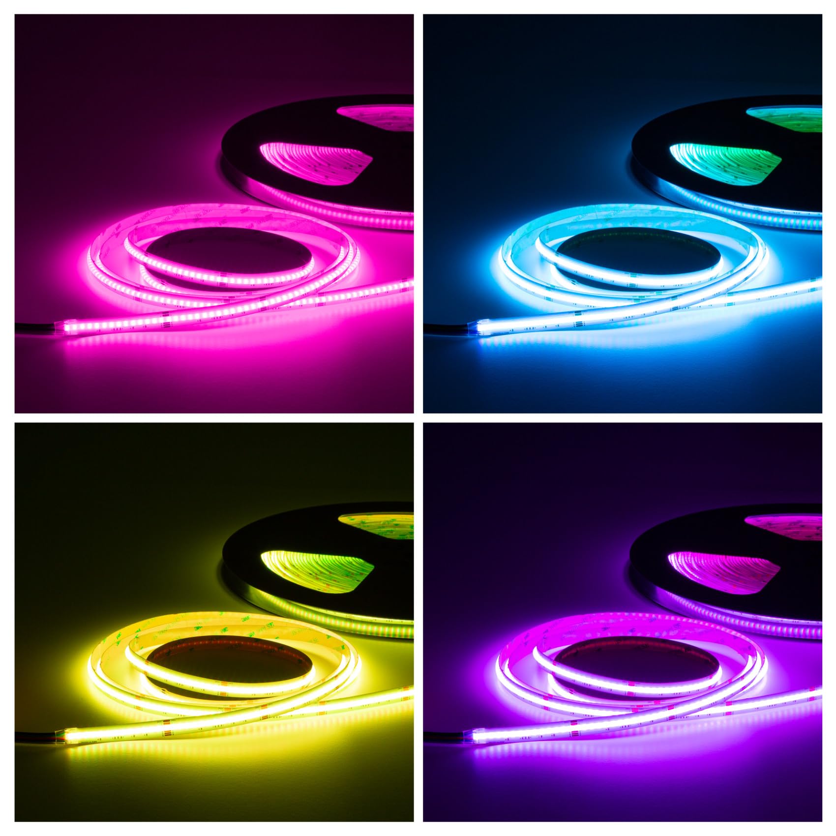HEXIM Striscia LED COB da 1 a 15 metri, a scelta: bianco/CCT/RGB, dimmerabile 24 V, IP20, 3000 – 6000 K, banda 8 mm di larghezza, retroilluminazione per camera da gioco (6,5 metri RGBW)