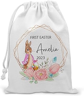 Personalised First Easter Bag, Custom 1st Easter Gift, Easter Egg Sack, New Baby Easter Gift, Easter Baby Gift, My First Easter, Easter Bunny Rabbit Decor