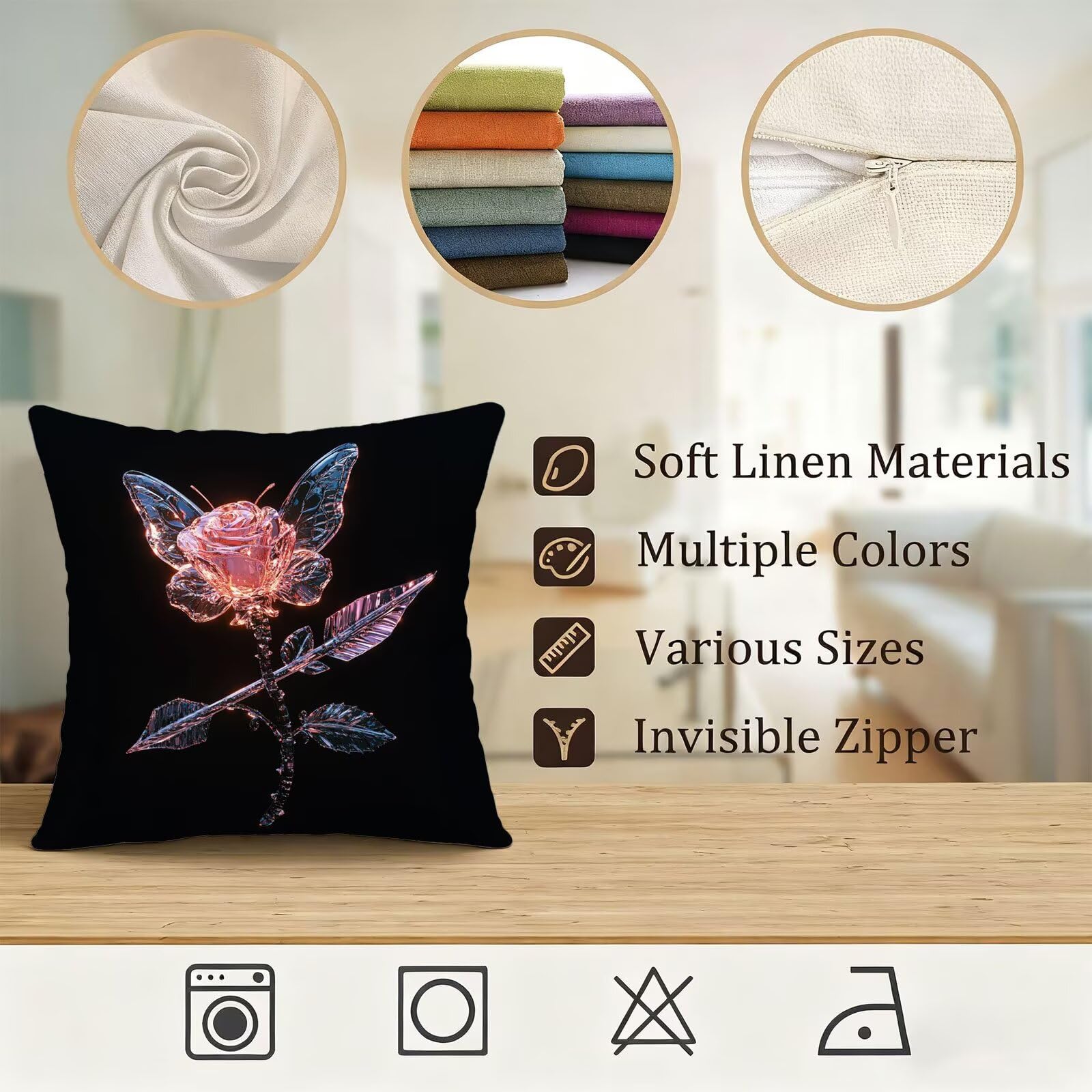 Rosa Federe Cuscini Divan 60x60 Rosa Federe Cuscino Letto Super Morbido Copricuscino Letto Set di 4 Cuscini Divano Decorazioni Autunnali Copricuscini Arredamento Casa, Sedia Soggiorno Giardino E - 711