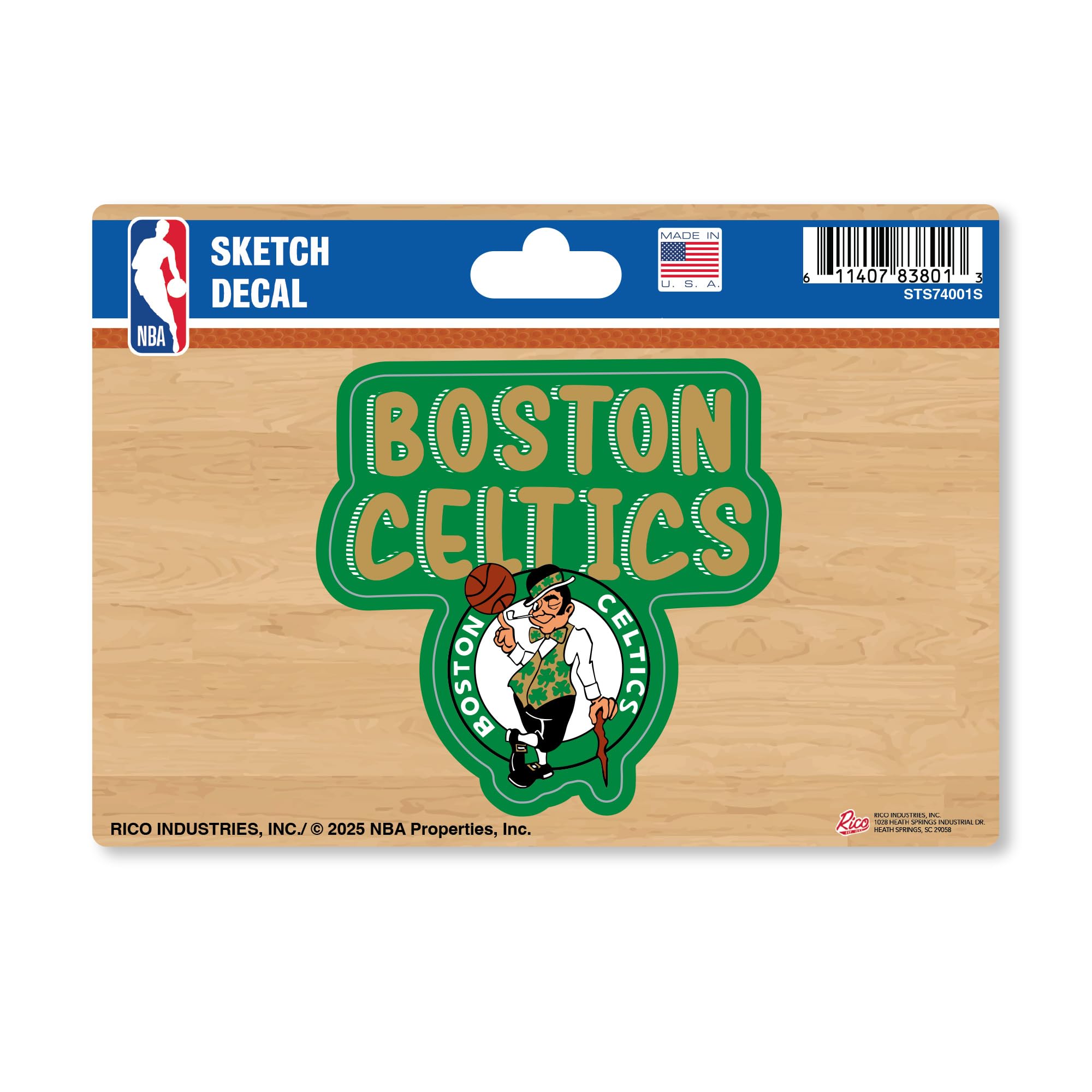 Autocollant Boston Celtics Rico Industries - Cadeau idéal unisexe format decal 10,2 x 15,2 cm