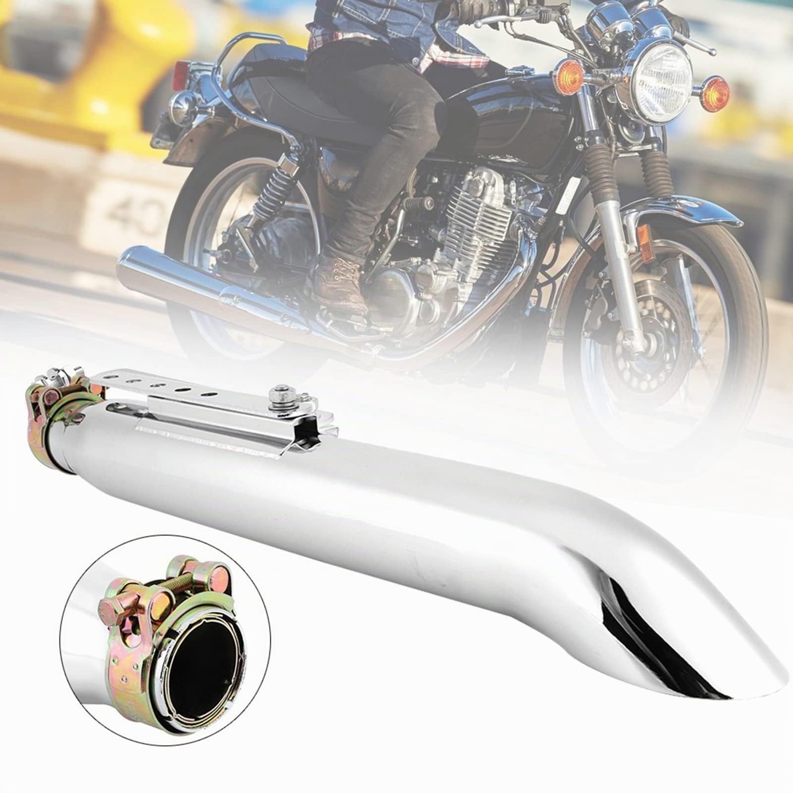 Tbest Escape Chopper, Escape Chopper, Marauder 125 Escape Tubo de Escape Universal para Motocicleta Silenciador de Escape de Galvanoplastia Retro con Reductor de 35/39/43 Mm