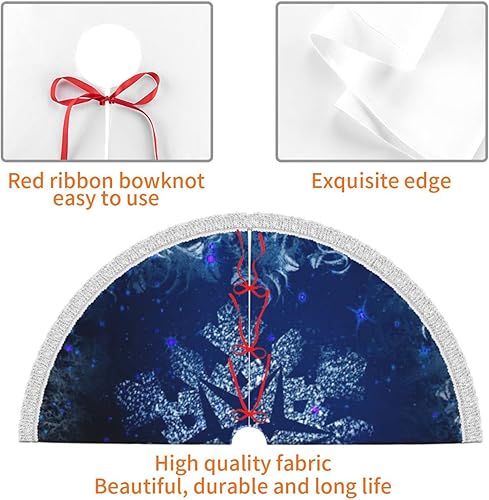 Miniatura 6 de eoefou Falda de árbol de Navidad de 48 pulgadas enormes copos de nieve en un cielo estrellado azul con borlas adornos de árbol de Navidad para