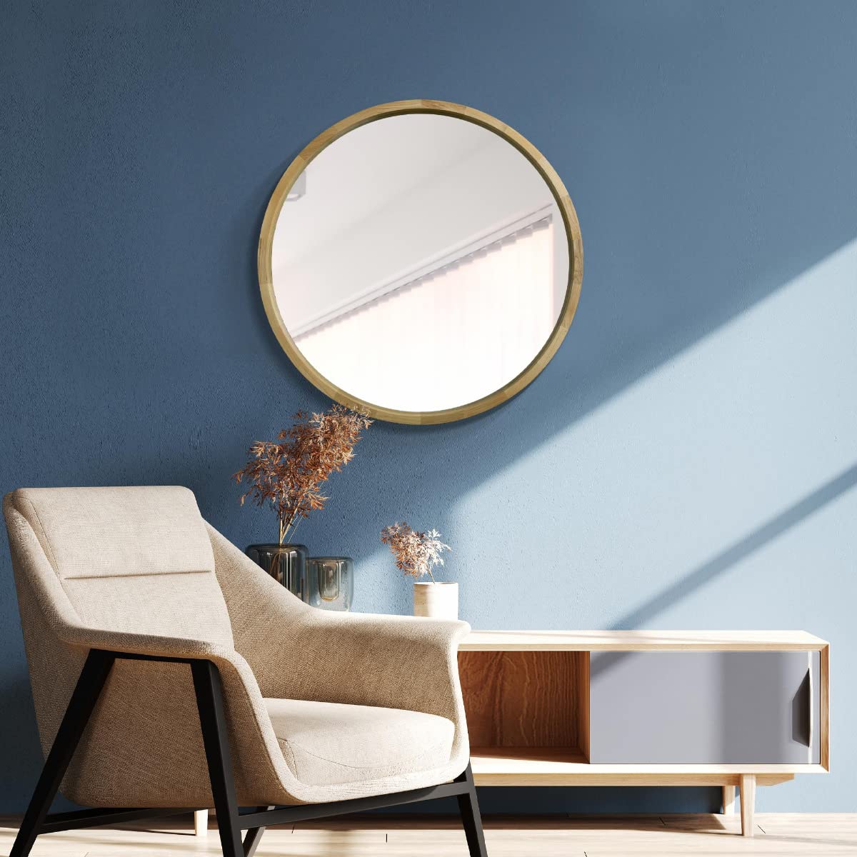 The Naturalis New Extra Large Solid Oak Round Mirror - 31"" X 31"" 80 x 80cm