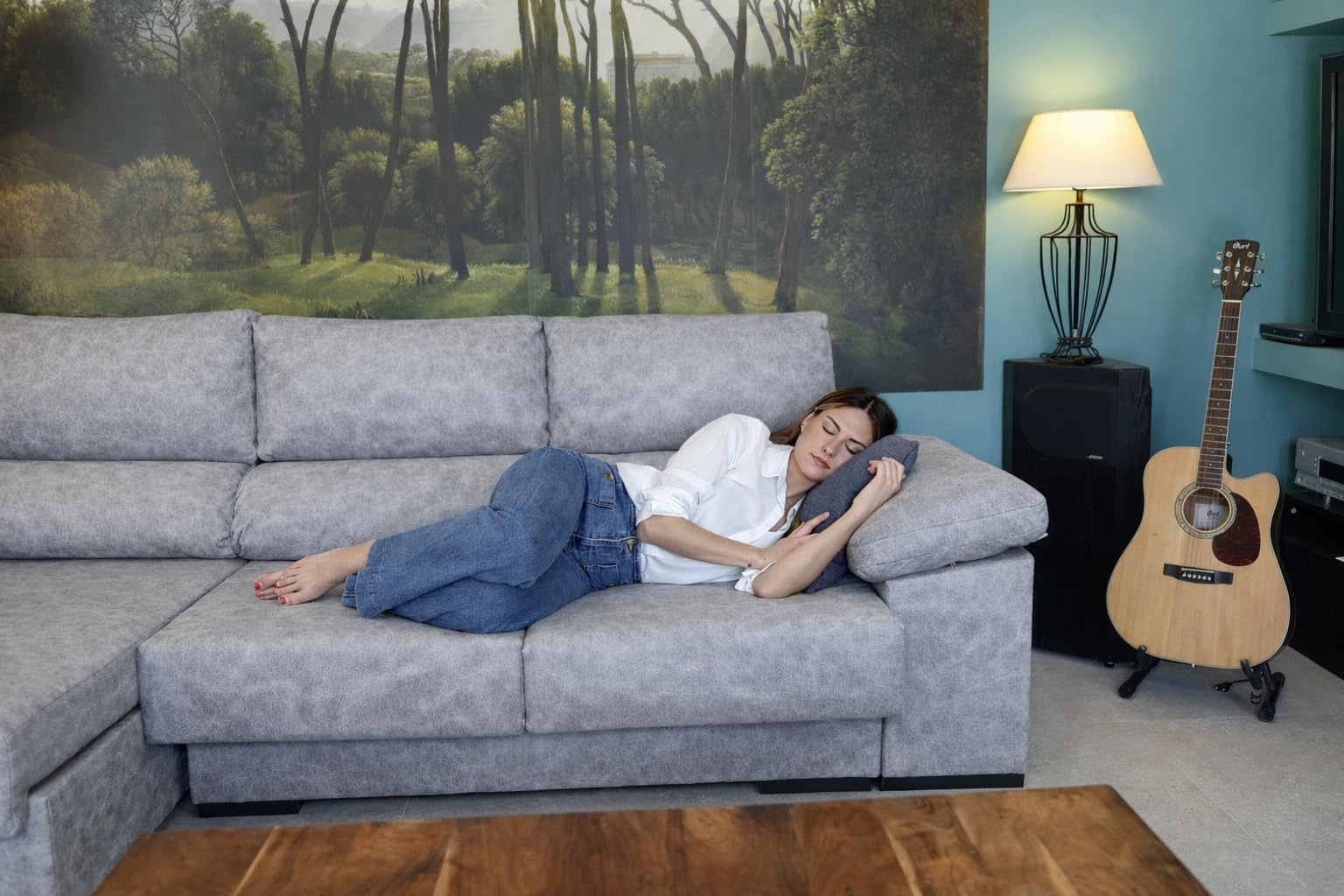 DUPI Sofá Chaiselongue Sleep Pro | Arcón Reversible Izquierda/Derecha | 265x96x148 cm | Gris