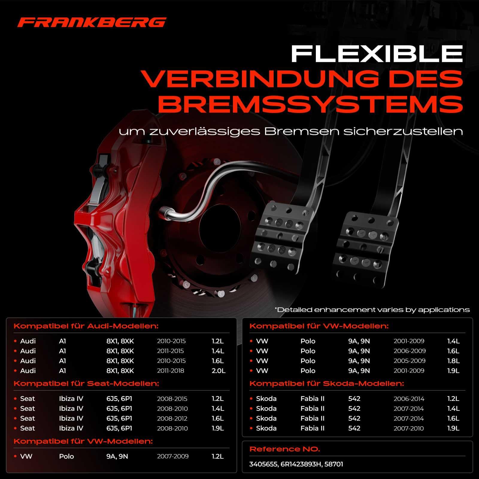 Frankberg Servolenkung Schlauch Druckschlauch Kompatibel mit A1 2010-2015 Ibiza IV 2008-2015 Toledo IV 2012-2019 Fabia II 2006-2014 Polo 2001-2009 Replace# 6R1423893H