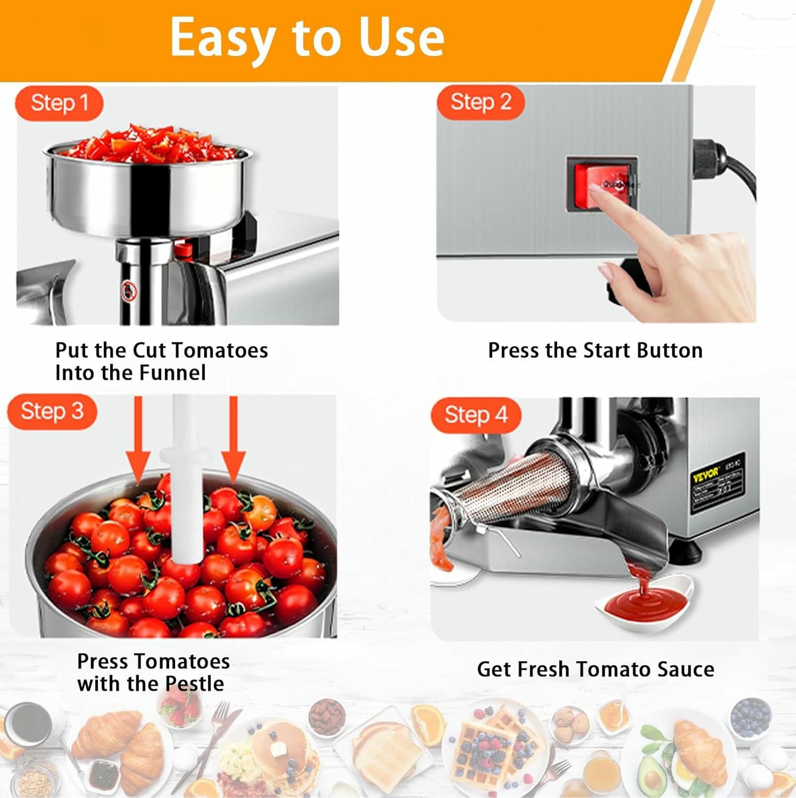 Tomatensauce Maker - Edelstahl Obst Gemüse Sieb für hausgemachte Saucen und Pürees