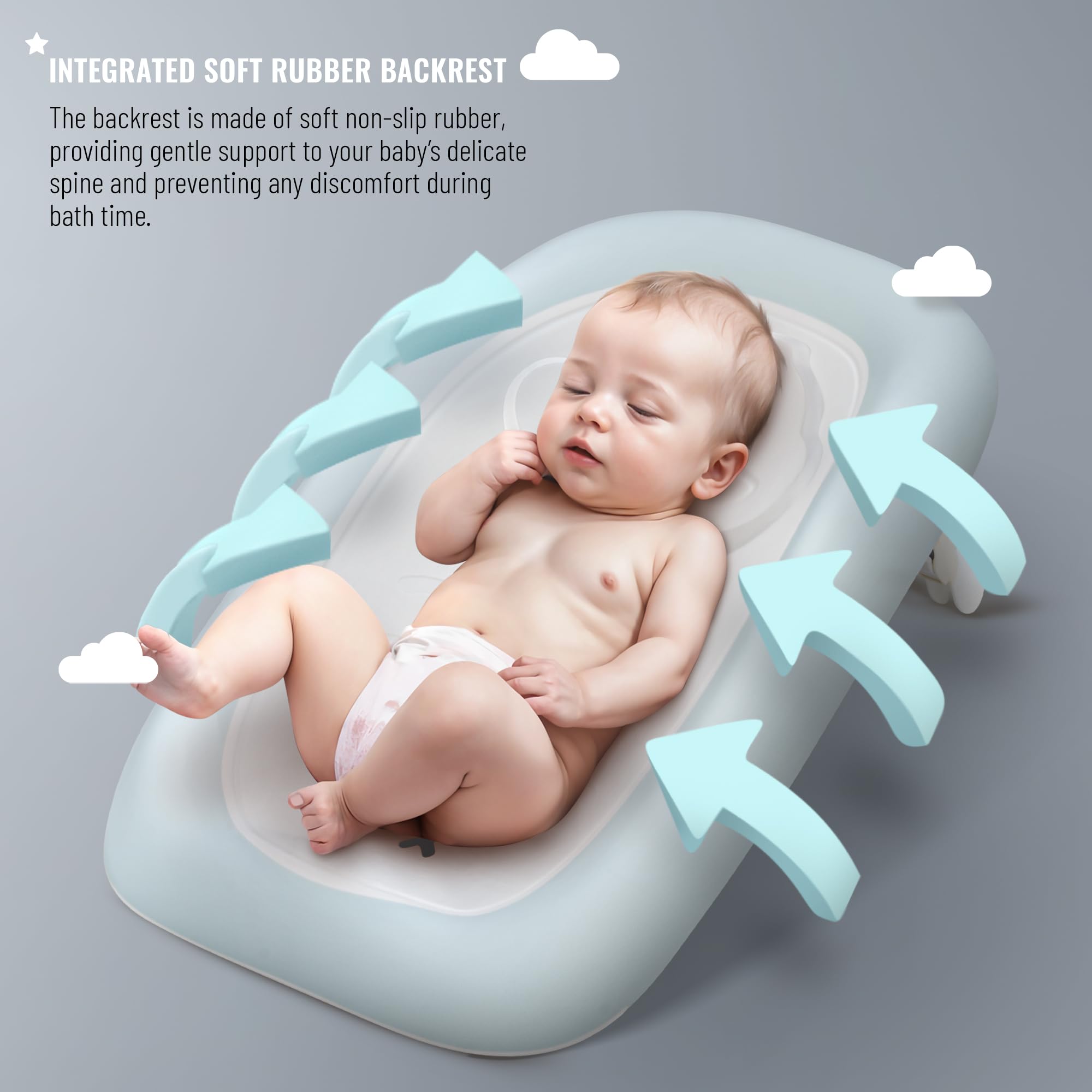 Baybee Frozy Baby Bath tub Seat for Babies | Portable Baby Bather with Anti Non Slip Edges & Suction Cup | Hanging Baby Shower Bath Seat | New Born Baby Bathtub for 0 to 12 Months (Blue) - Image 8 thumbnail