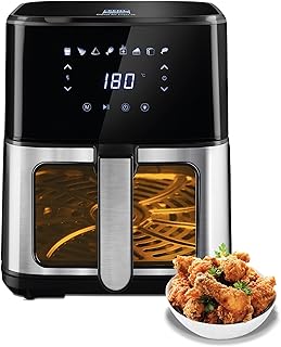 KENT Digital Air Fryer 5L | 1400W | Bake, Grill & Roast | Up to 80% Less Oil Usage | 8 Preset Menu | Rapid Heat Circulation | Digital Display & Touch Control Panel | Glass Window with in built Light
