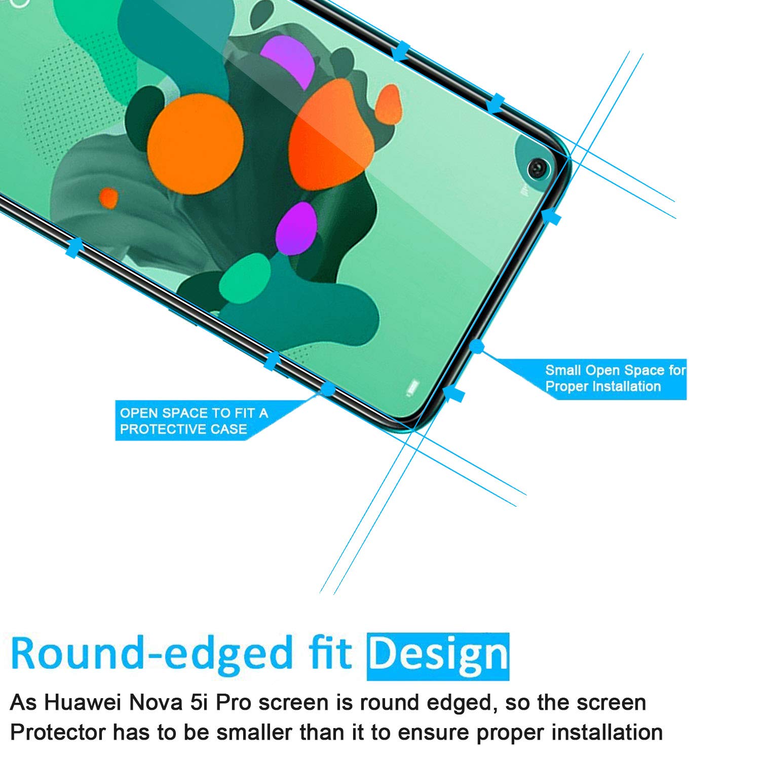 NEW'C - 2 Pellicole In Vetro Temperato Per Huawei Nova 5T, 9H, Antigraffio, 0,33mm, Ultra Trasparente