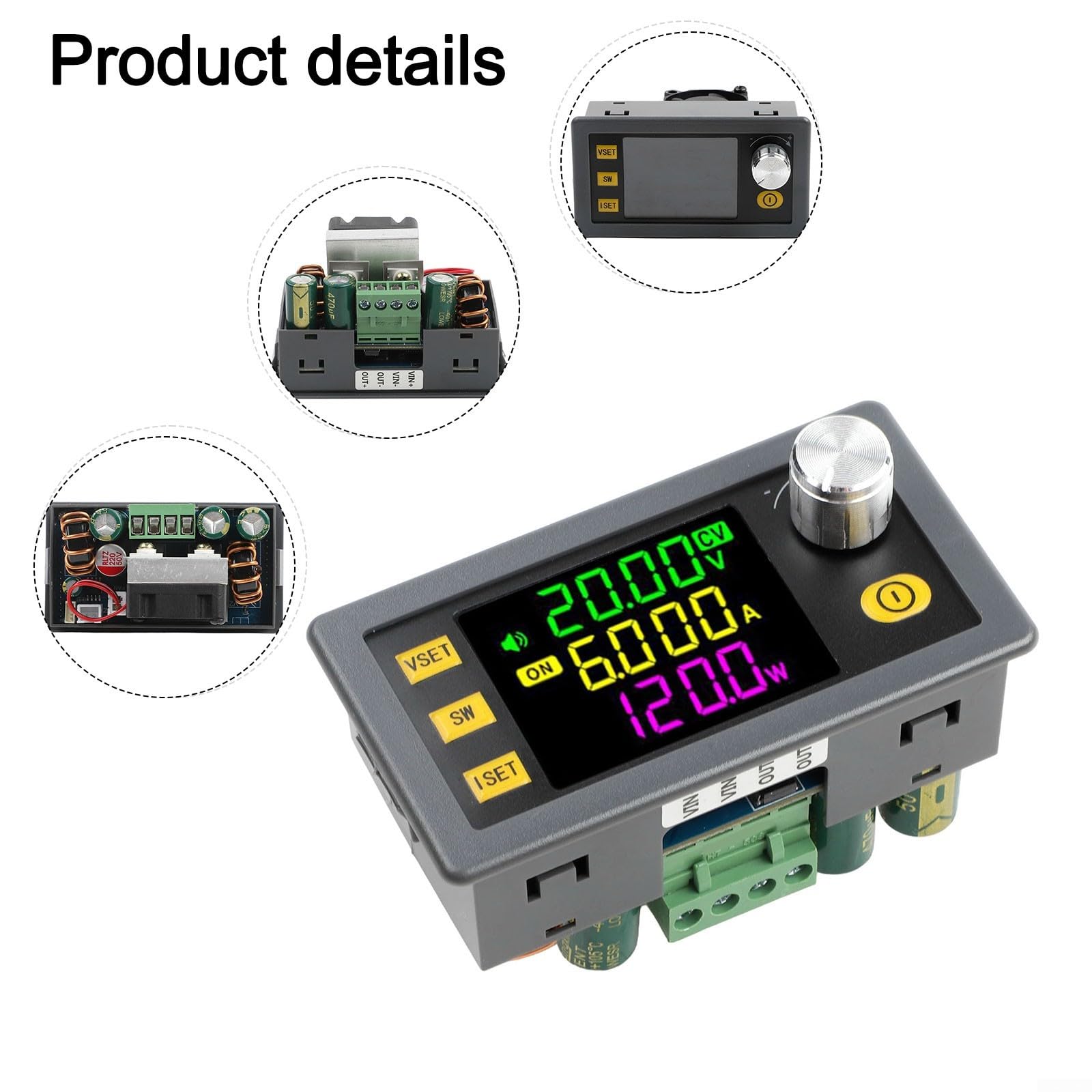 XY-SK120 Convertisseur DC-DC CNC, alimentation 120 W réglable Step-Up/Step-Down (6-36 V In, 0-36 V/0-6 A Out), support de charge solaire MPPT