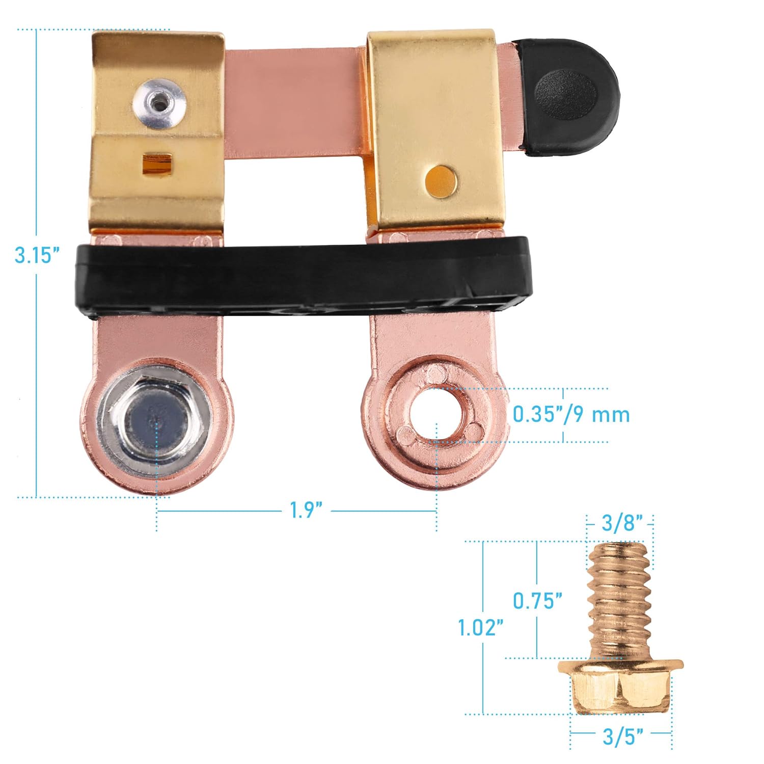 LotFancy Side Post Battery Disconnect Switch, 12V-24V Knife Blade Battery Cutoff Switch for Auto Car RV ATV Boat Vehicles Truck, Solid Brass Battery Shutoff Isolator Switch (with Long Bolt) : Automotive