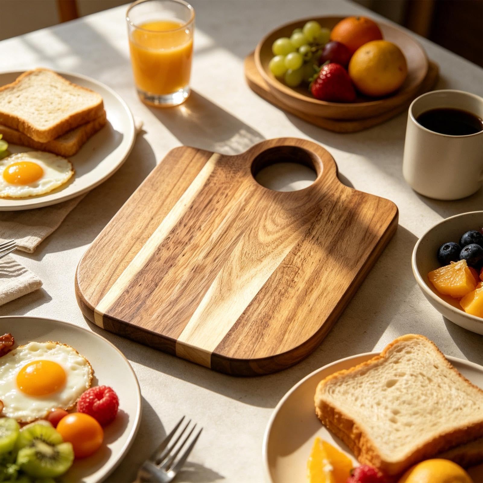 Tabla de Corte de Madera Bandeja Antideslizante De Exhibición Y Servicio | Tabla de Madera Divertida para Cortar para Carne, Verduras, Fruta, Queso, Aperitivos, Cocina y