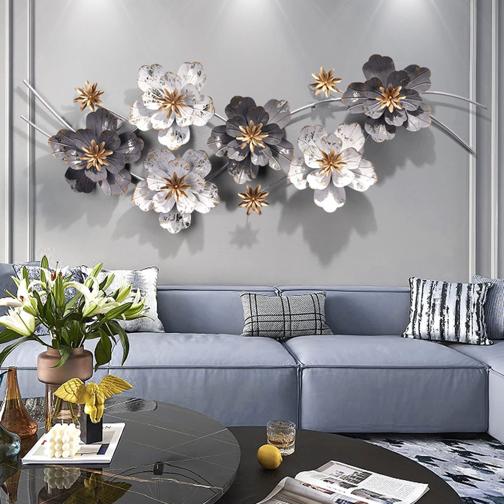 Vnook 3D Wall Decoration Metal Sculpture Iron Art Decoration Wall Hanging Background Wall Decoration for Living Room Bedroom