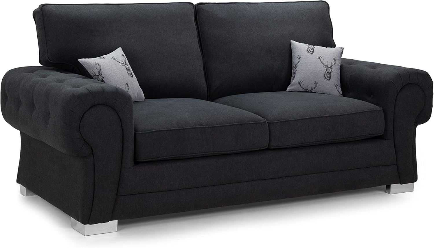 Honeypot Sofa Bed Verona Fullback Sofabed Black 3 Seater Soft Black