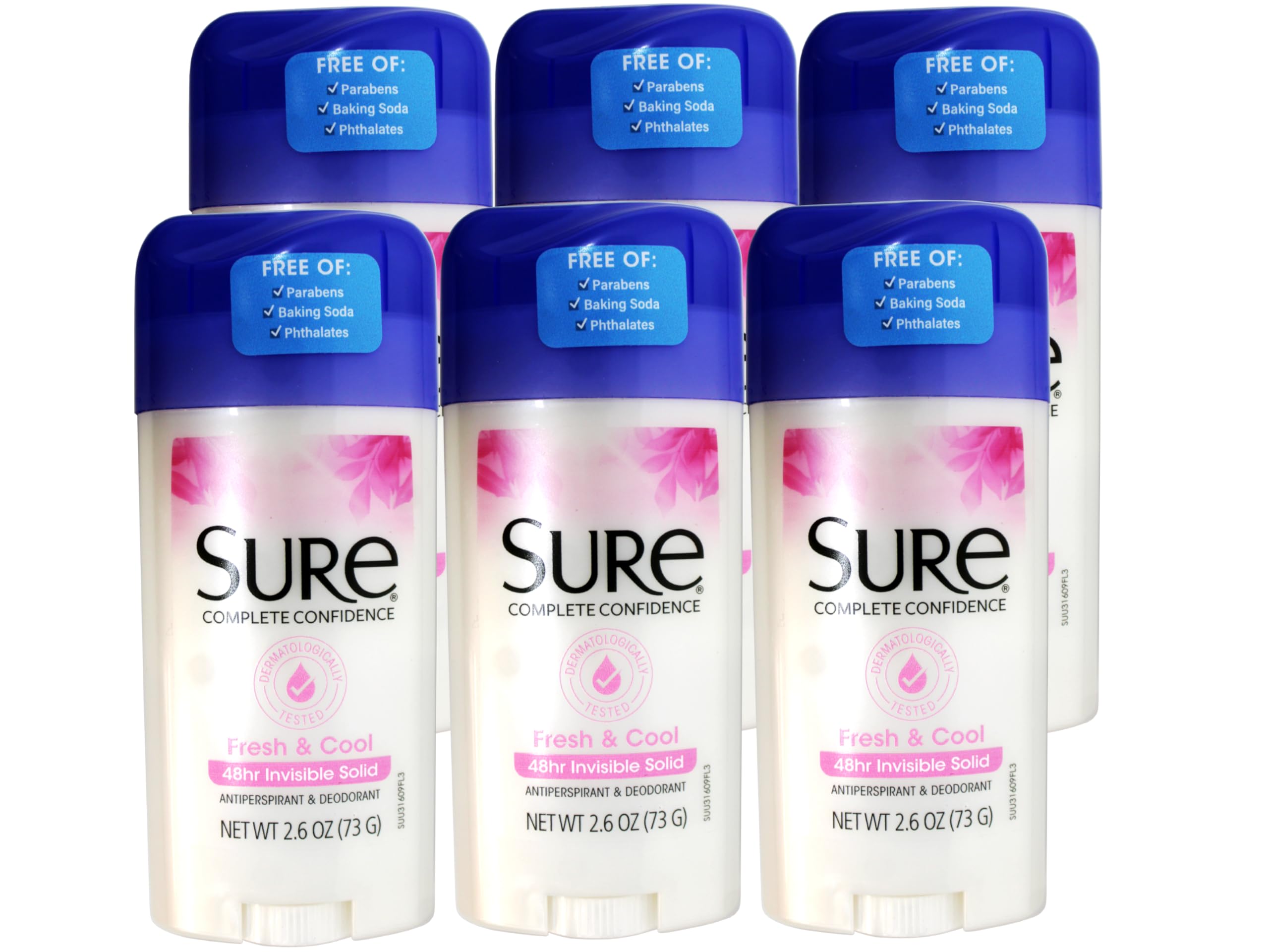 Sure Anti-Perspirant & Deodorant Invisible Solid Fresh & Cool 2.60 oz (Pack of 6)