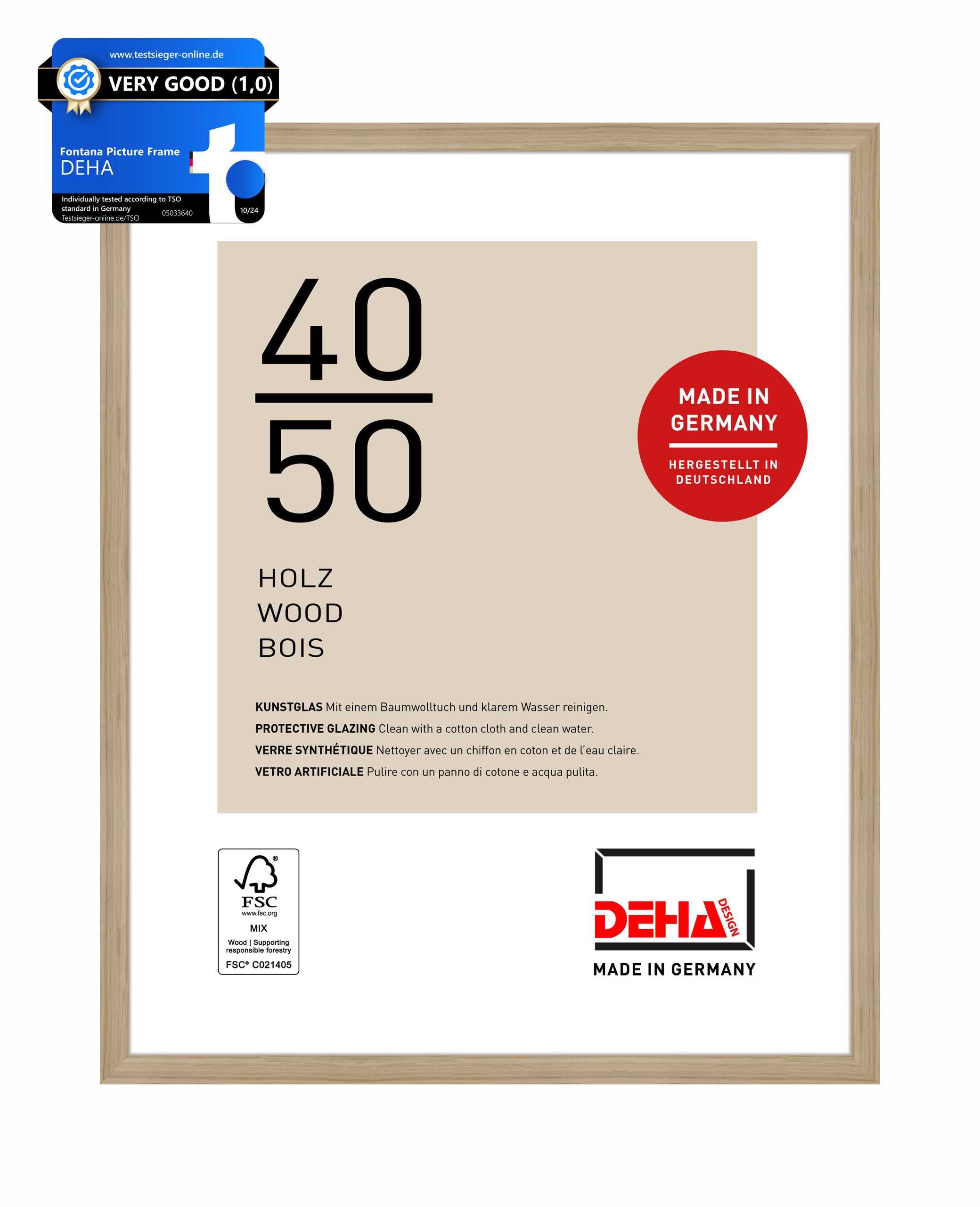DEHA Design marco de madera Fontana, 40x50 cm, Roble