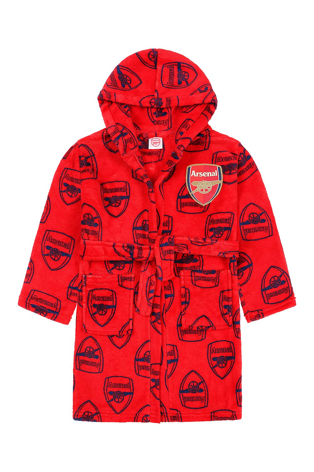 Arsenal Boys Official F.C. Dressing Gown Fleece Hooded Kids Robe (15 Years)