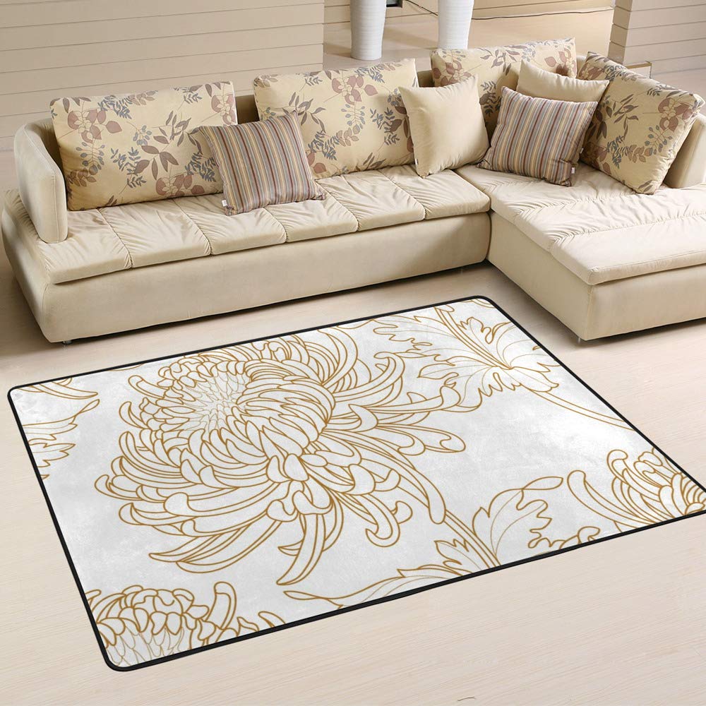 Tapis vintage avec fleurs Ruchen facile à nettoyer