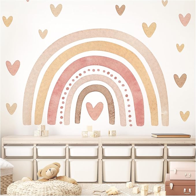 Little Deco Wandtattoo Regenbogen mit Herzen braun orange rot DL5008 M Little Deco Wandtattoo Regenbogen mit Herzen braun orange rot DL5008 M